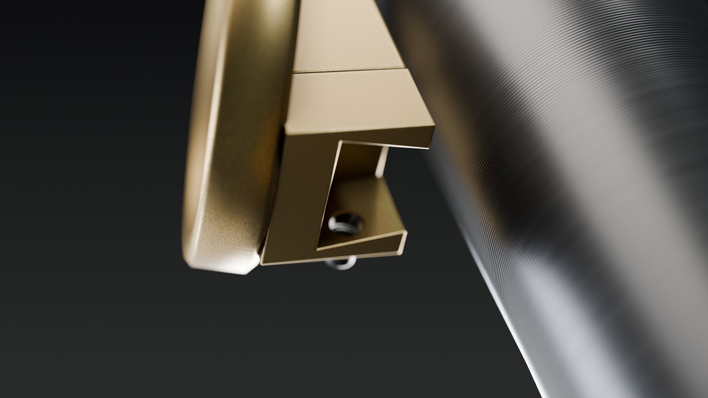 The reflector pod’s dovetail seen from below