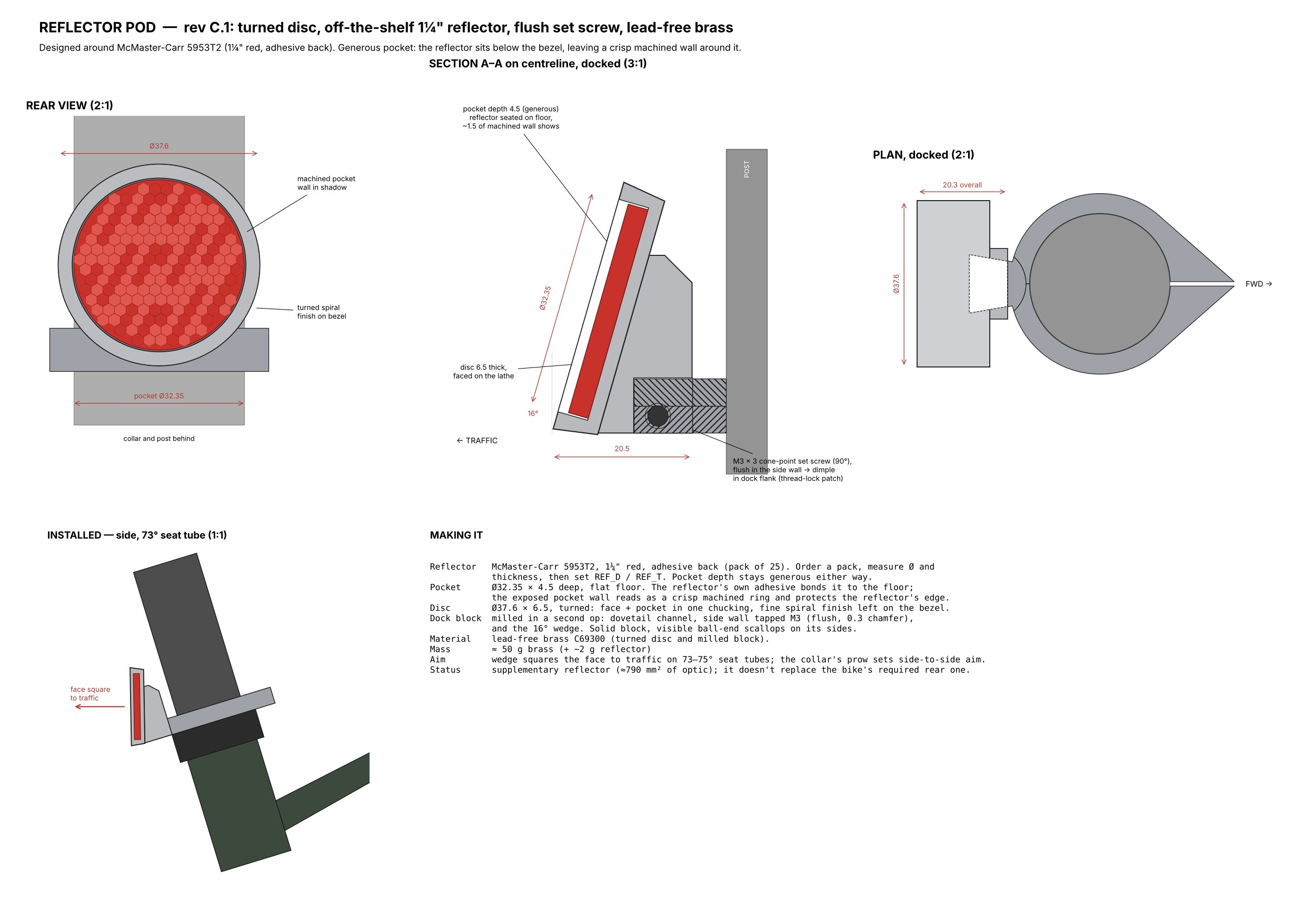 Engineering drawing of the reflector pod